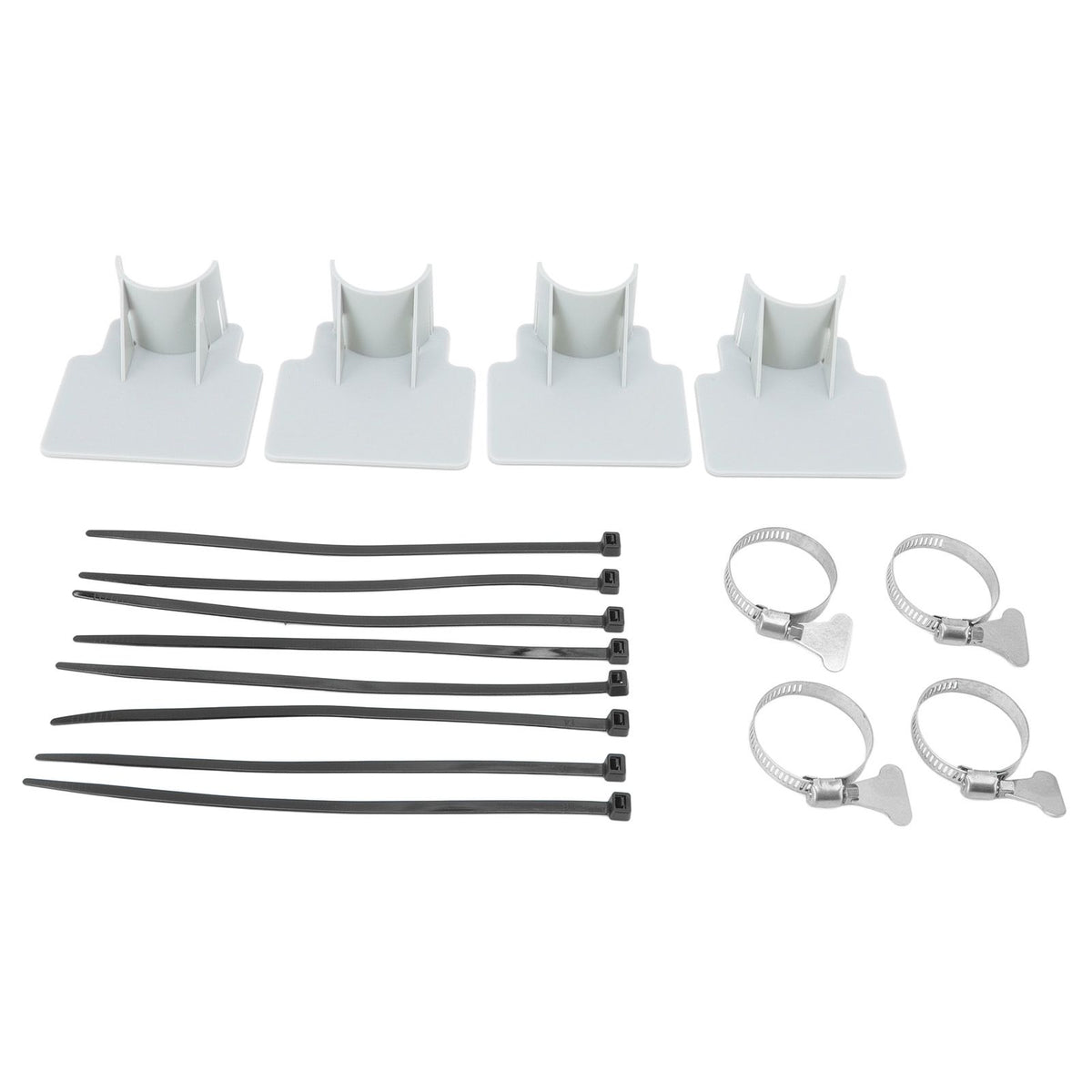 4 Sets Swimming Pool Pipe Holder Prevent Pipe Slip Cable Ties Stainless Steel Hose Clamp Swimming Pool Hose Holder Gray