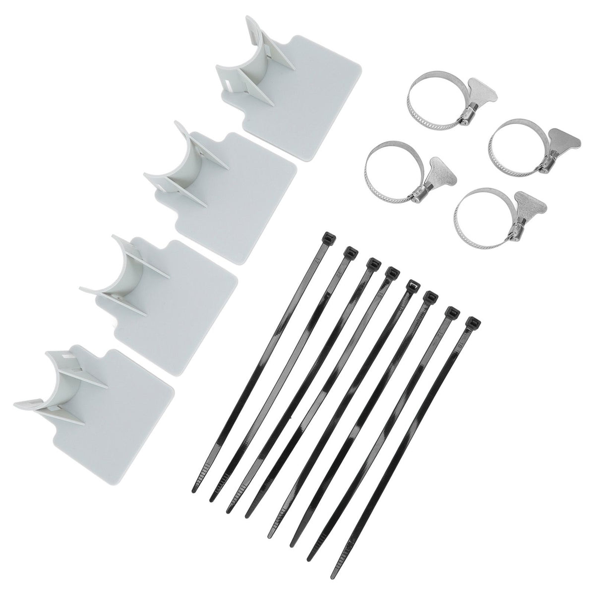 4 Sets Swimming Pool Pipe Holder Prevent Pipe Slip Cable Ties Stainless Steel Hose Clamp Swimming Pool Hose Holder Gray