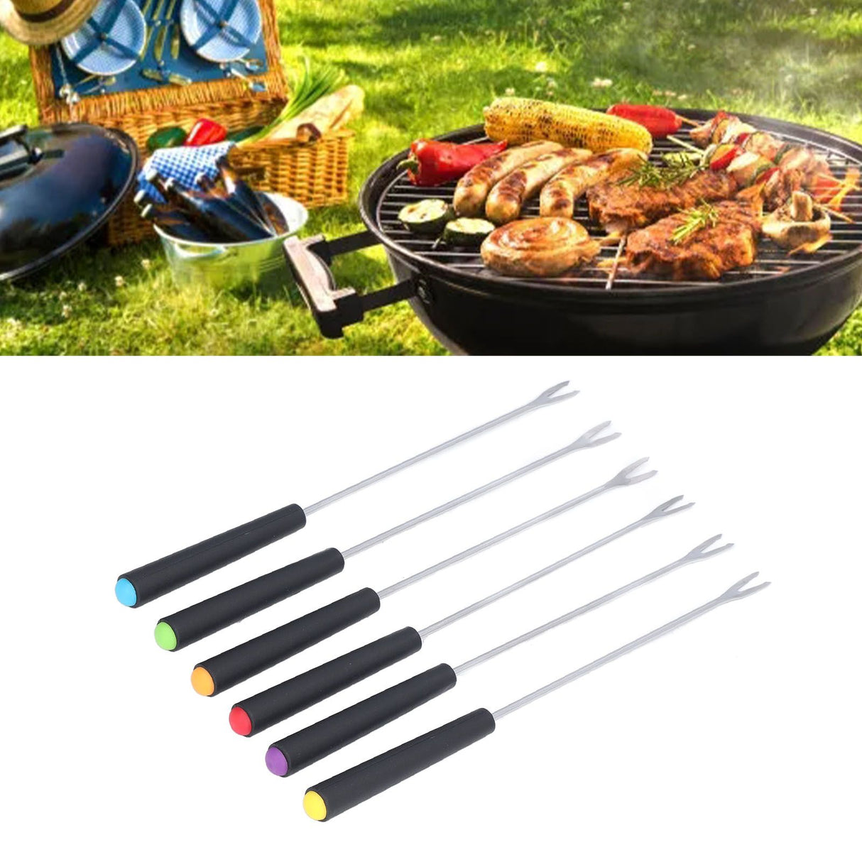 6 Pcs Fondue Forks Stainless Steel Corrosion Resistant Long Forks for Cake Chocolate Fruits Cheese Fondue