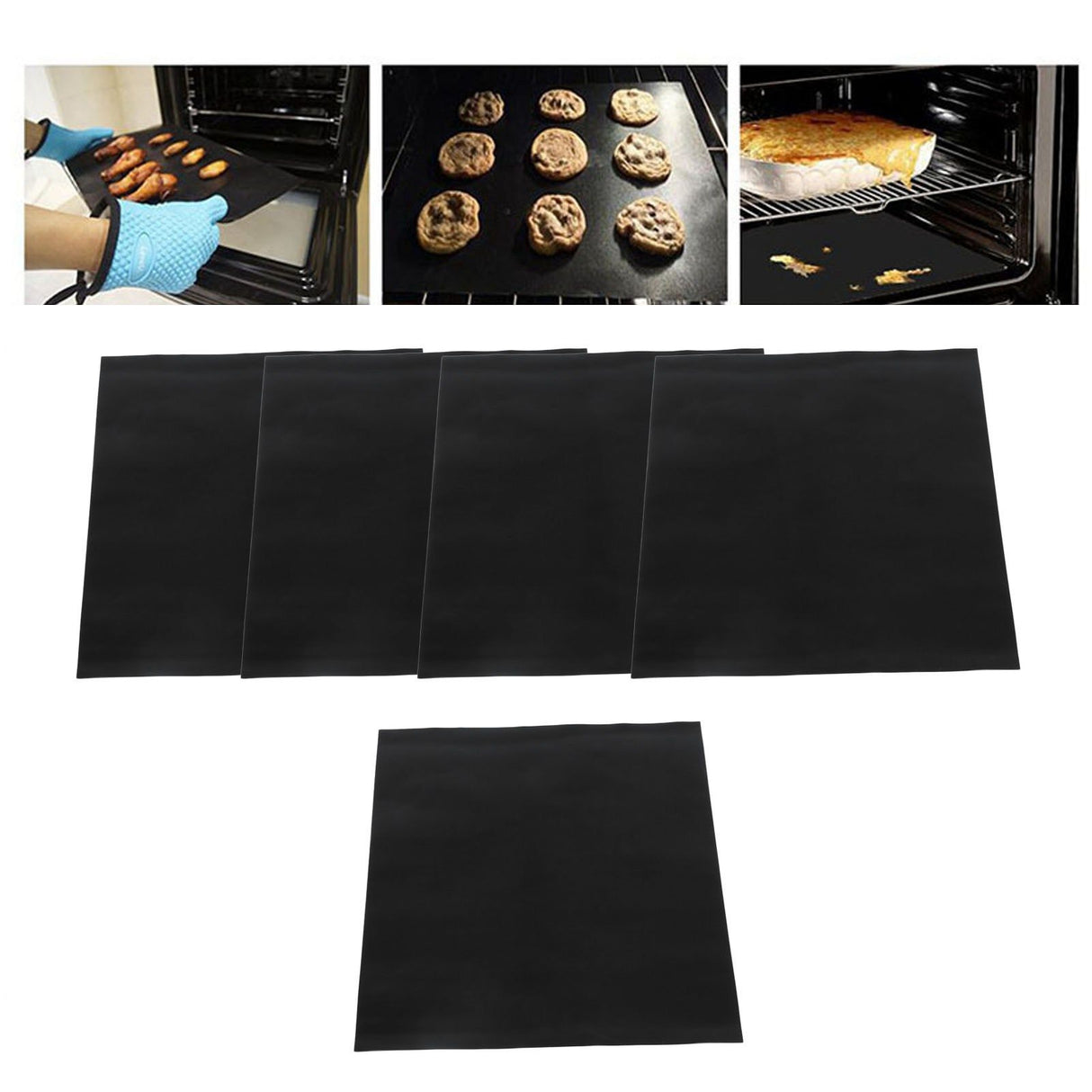 5Pcs Oven Mat Fiberglass Excellent Heat Resistance Dishwasher Safe 40x50cm Oven Liner Mats Kitchen Baking Mat