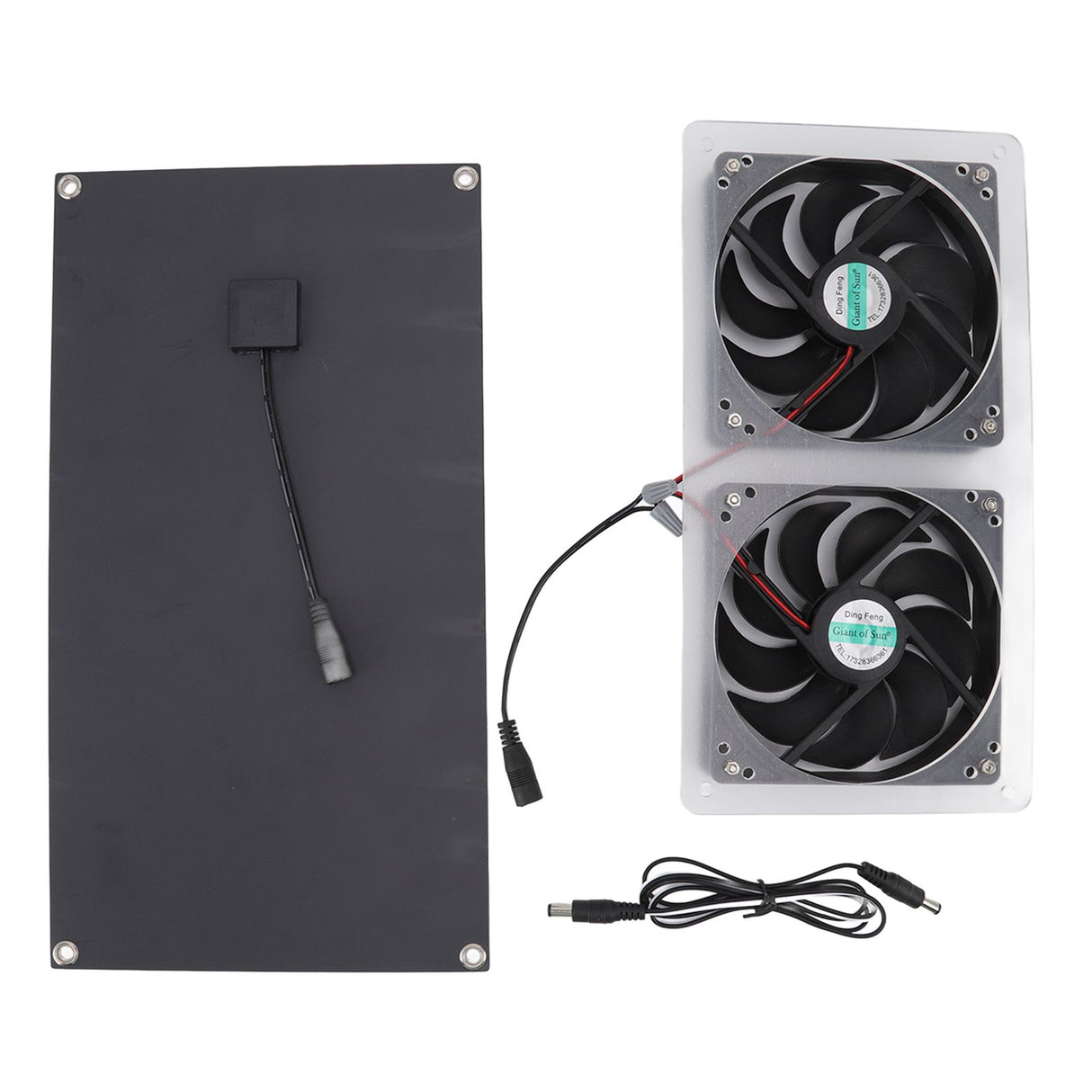 Solar Panel Fan Kit 100W Dual Fans IP67 Waterproof Low Noise Wide Application Solar Powered Fan For Pet House Hut