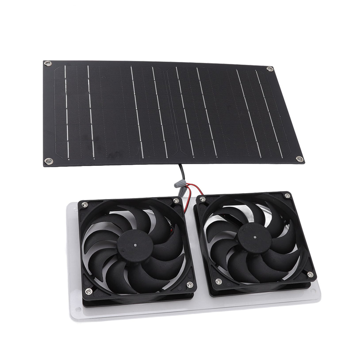 Solar Panel Fan Kit 100W Dual Fans IP67 Waterproof Low Noise Wide Application Solar Powered Fan For Pet House Hut