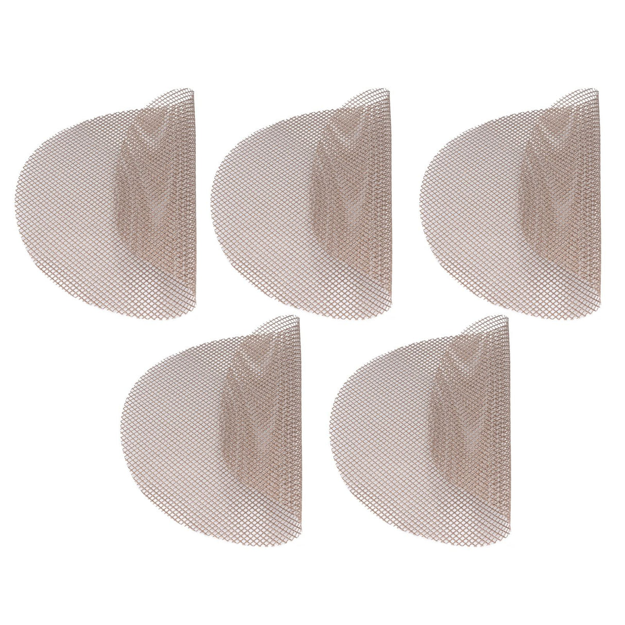 5Pcs High Temperature Resistant Barbecue Round Mat Reusable Non Stick BBQ Grill Grid Slice Pizza Mat 36cm Diameter Brown