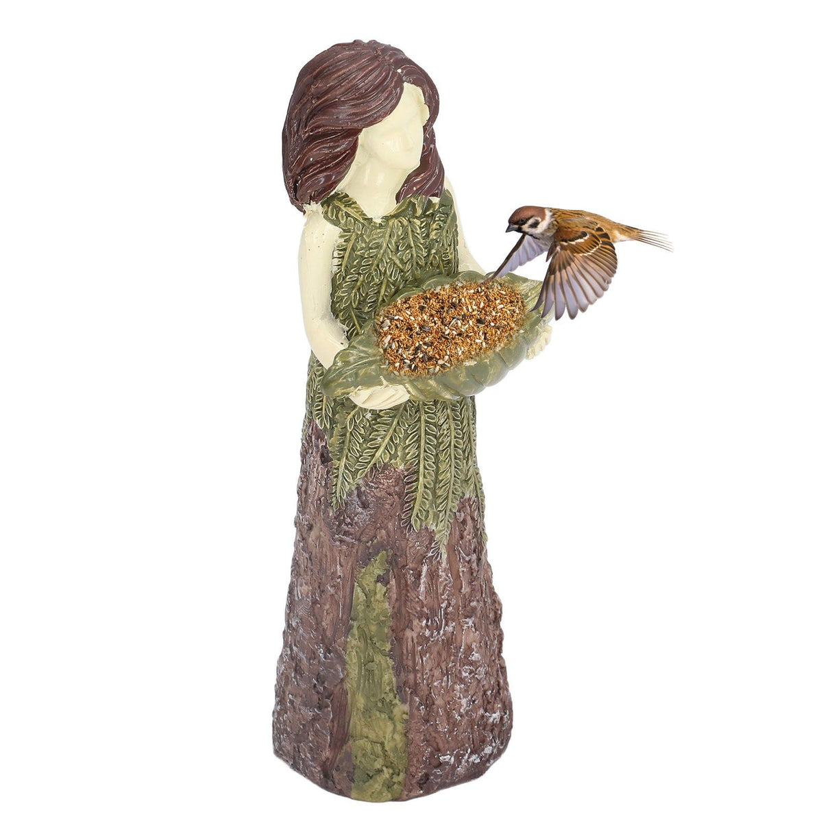 Fairy Statue Bird Feeder Resin Attractive Beautiful Goddess Statuary Bird Feeder for Outdoor Gardens
