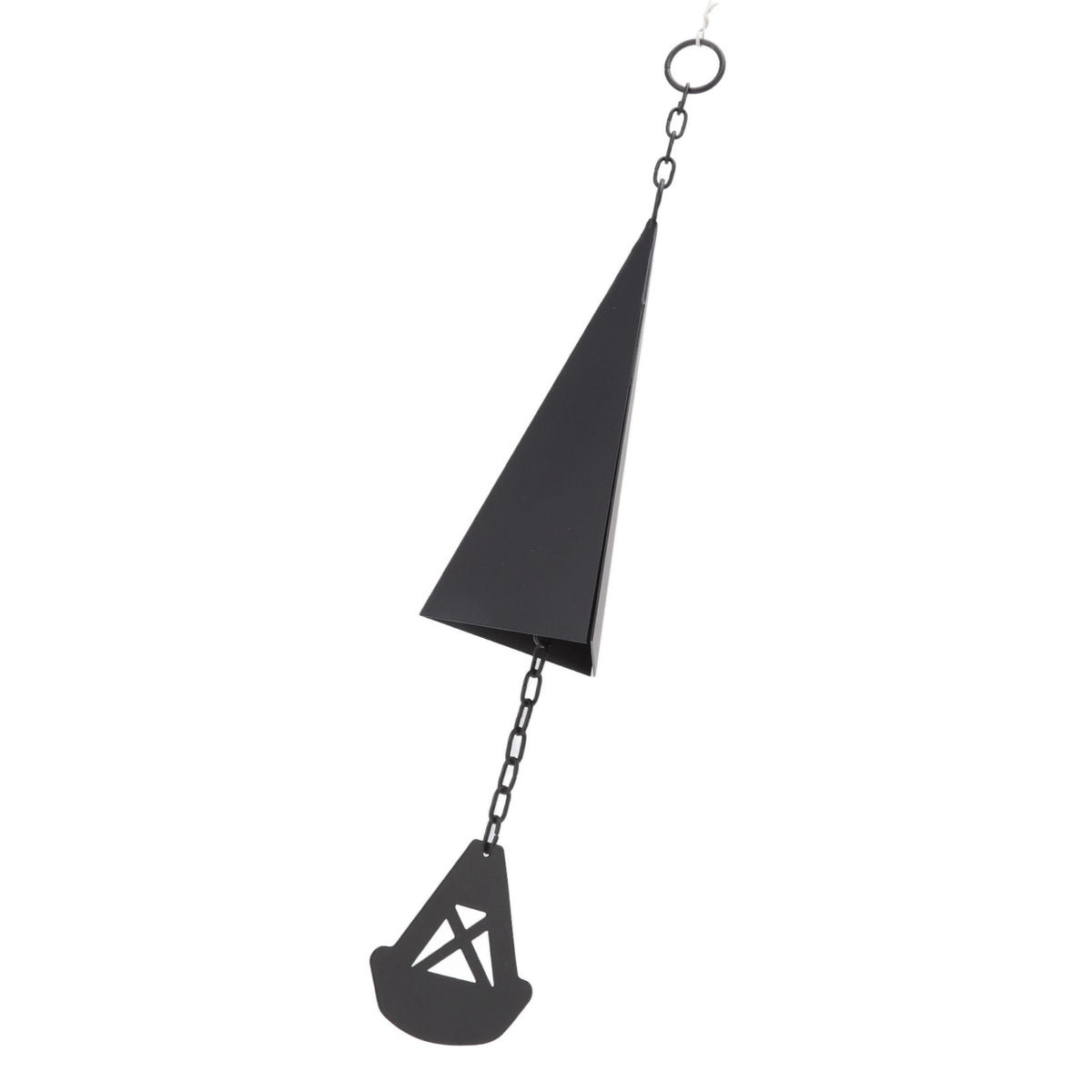 Triangular Wind Chimes Courtyard Bell Pendant Home Decoration Iron Black with Hanging Ring for Garden