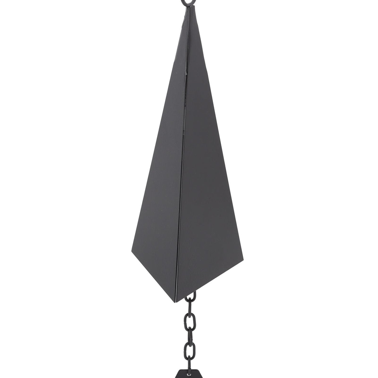 Triangular Wind Chimes Courtyard Bell Pendant Home Decoration Iron Black with Hanging Ring for Garden