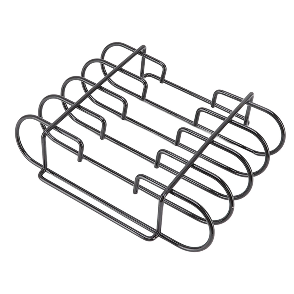 Rib Rack 4 Rows Capacity Compact Portable Iron Material Black Durable Reusable Barbecue Standing Rib Rack for Camping