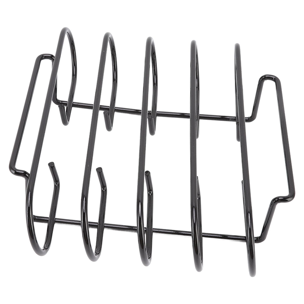 Rib Rack 4 Rows Capacity Compact Portable Iron Material Black Durable Reusable Barbecue Standing Rib Rack for Camping