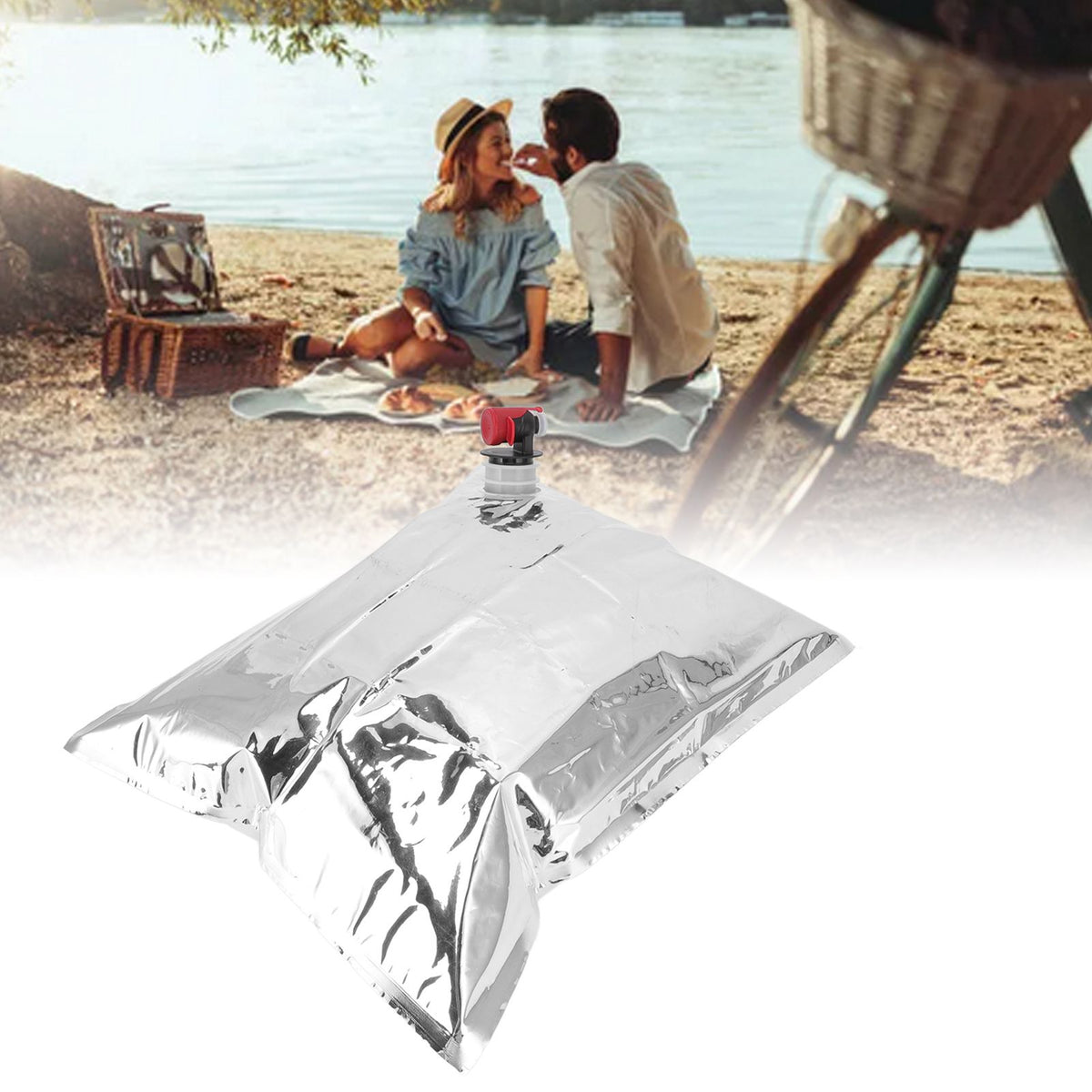 5Pcs Emergency Water Jug Bags with Spigot Foldable Beverage Insulation Drinking Water Storage Bag 5L