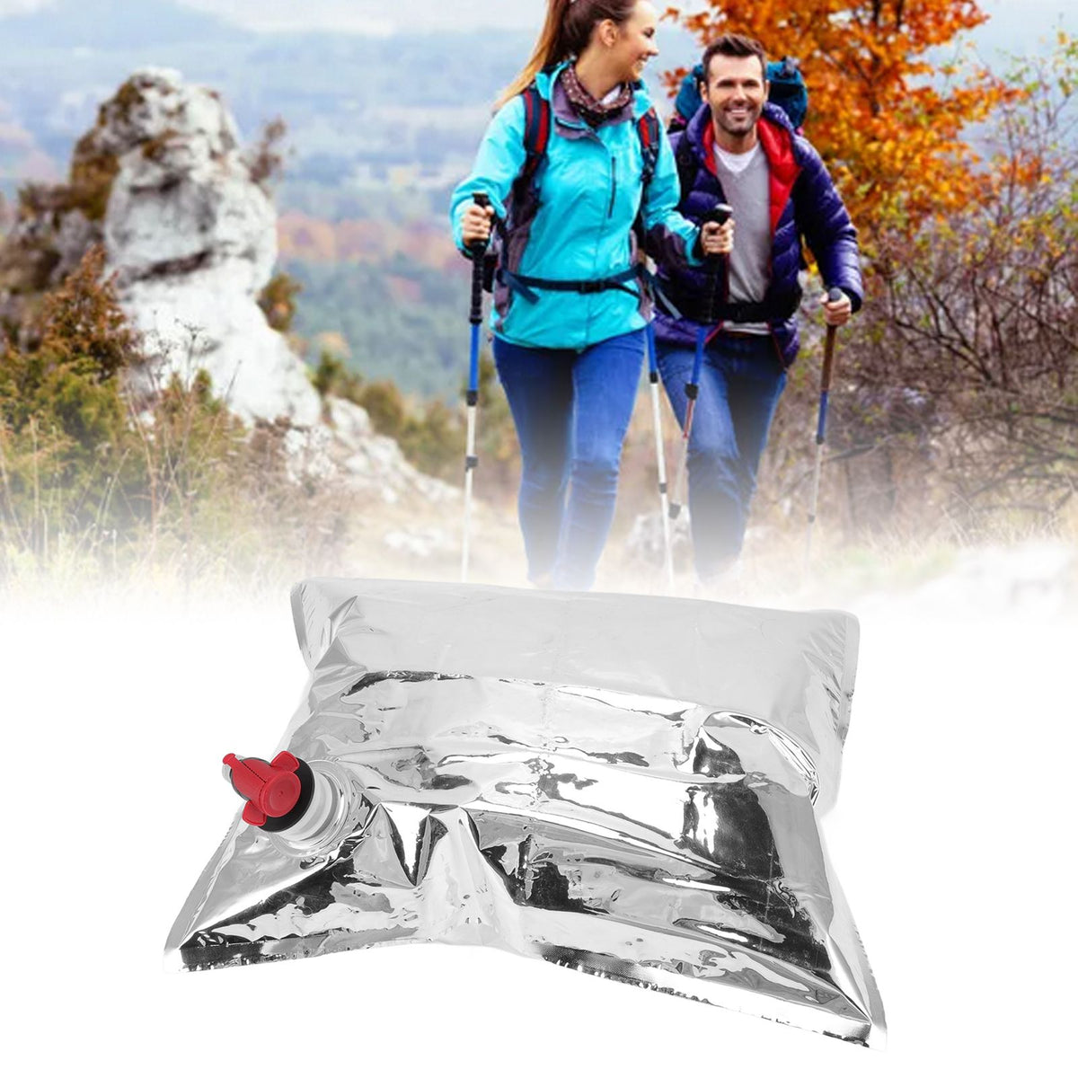 5Pcs Emergency Water Jug Bags with Spigot Foldable Beverage Insulation Drinking Water Storage Bag 5L