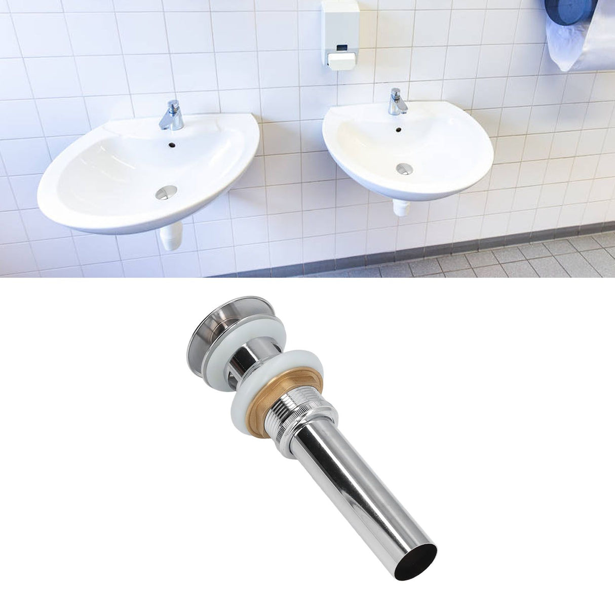 Sink Drain Stopper Copper Stainless Steel Bathroom Wash Basin Sink Drain Part for Home KitchenSilver with Overflow