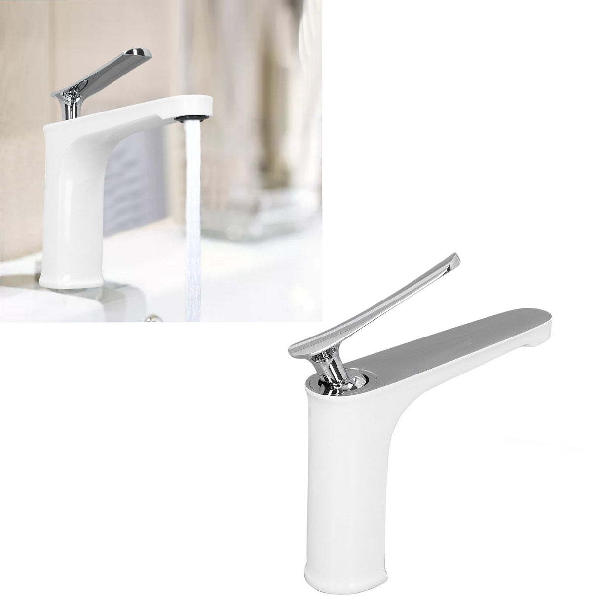 G1/2 Single Handle Basin Mixer Tap with Metal Handle Durable Solid Brass Bathroom Faucet