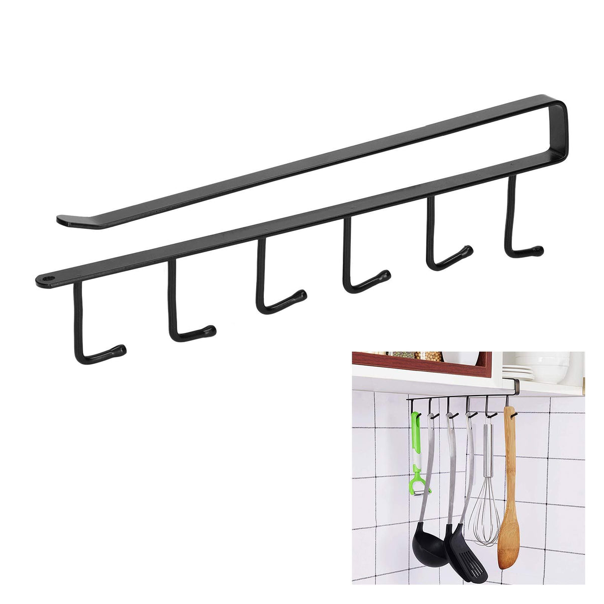 Coffee Mug Holder 6 Hooks Elegant Style Convenient Practical Stable Reliable Durable Wearable Kitchen Rack for HomeBlack
