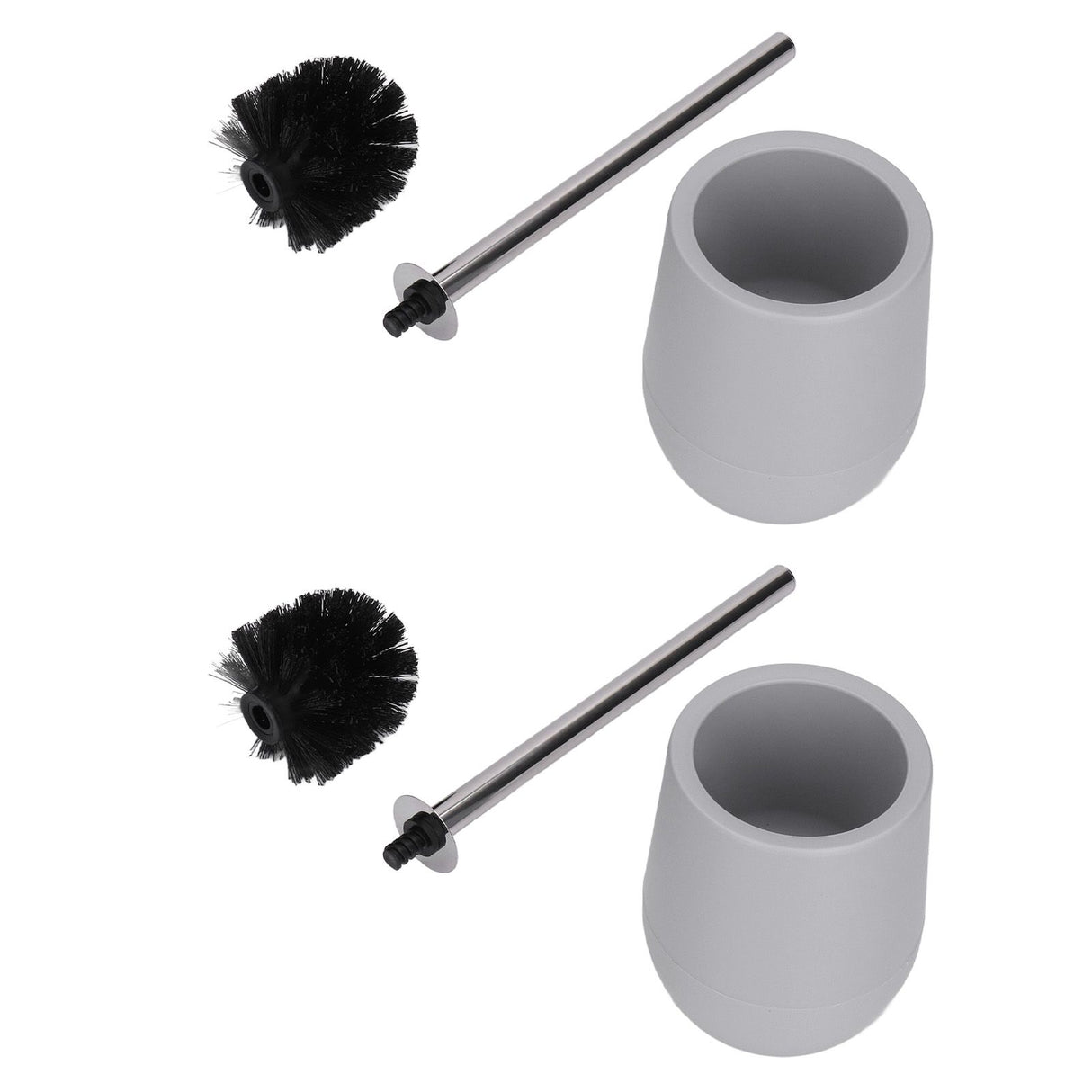 2sets Toilet Bowl Cleaner Brush Lockable Thread Convenient Practical Efficient Safe Reliable Durable Cleaning ToolsGray (2pcs/inner Box)