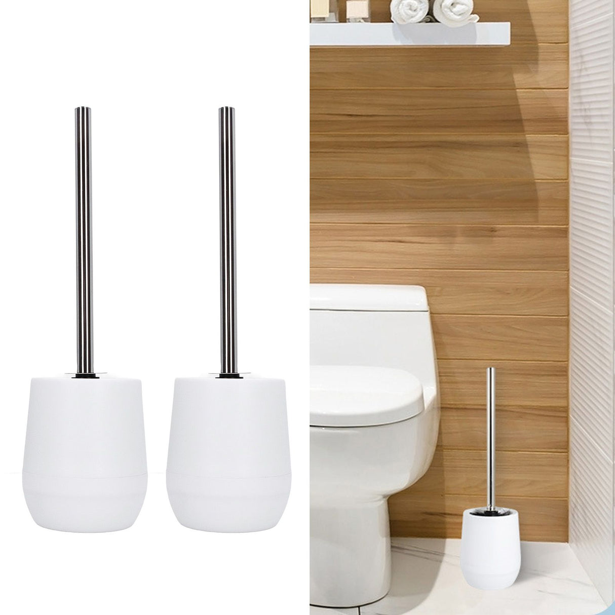 2sets Toilet Bowl Cleaner Brush Lockable Thread Convenient Practical Efficient Safe Reliable Durable Cleaning ToolsWhite (2pcs/inner Box)