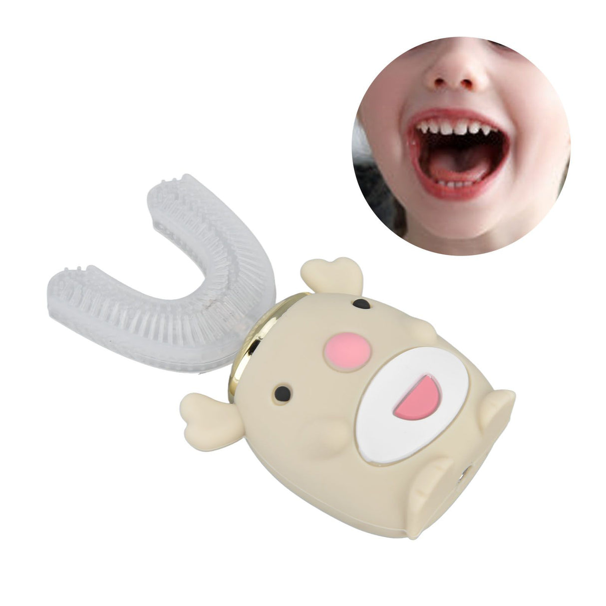 U Shaped Toothbrush Cartoon Cute Design Waterproof 5 Brushing Modes Electric Tooth Brush for KidsChildren