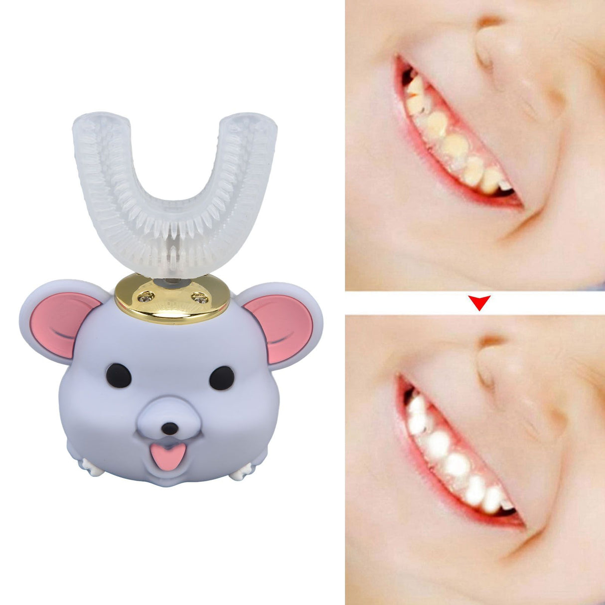 Mouth Electric Toothbrush U Shaped Toothbrush USB Charging Cartoon Silicone Kids ToothbrushL