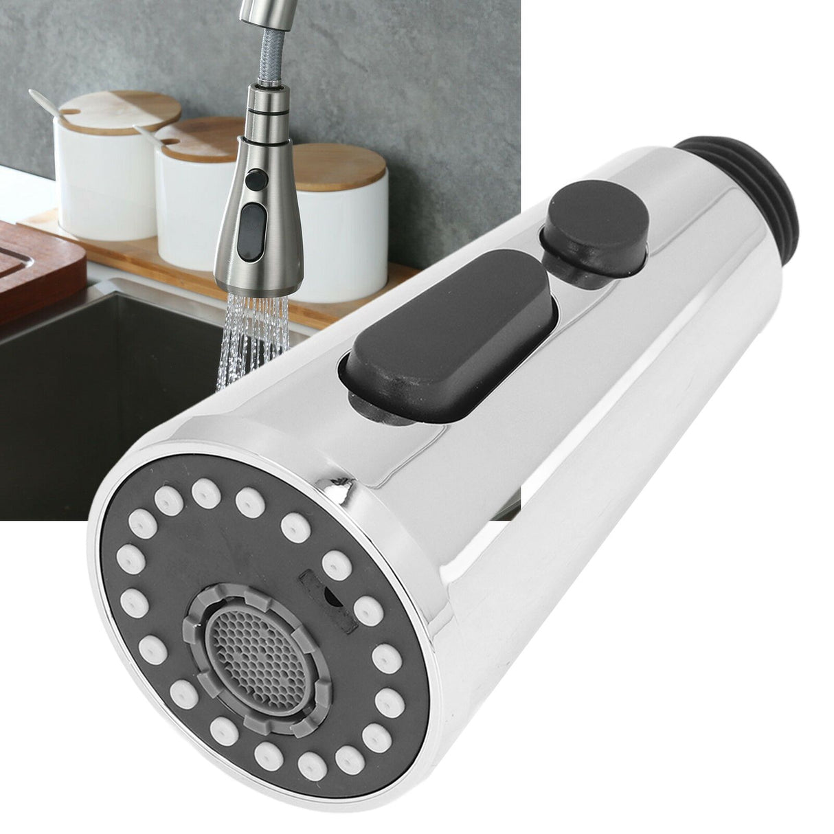 Faucet Spray Head G1/2 Brushed Nickel 3 Modes Stainless Steel ABS Rustproof for Kitchen Sink