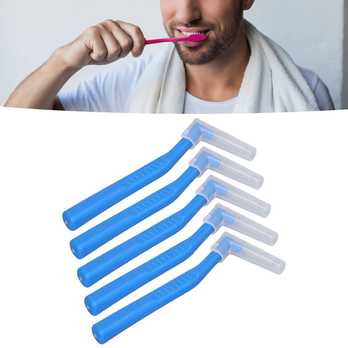 5pcs L Shaped Interdental Brushes Effective Cleaning Plaque Removal Braces Brush for Tooth Care Blue