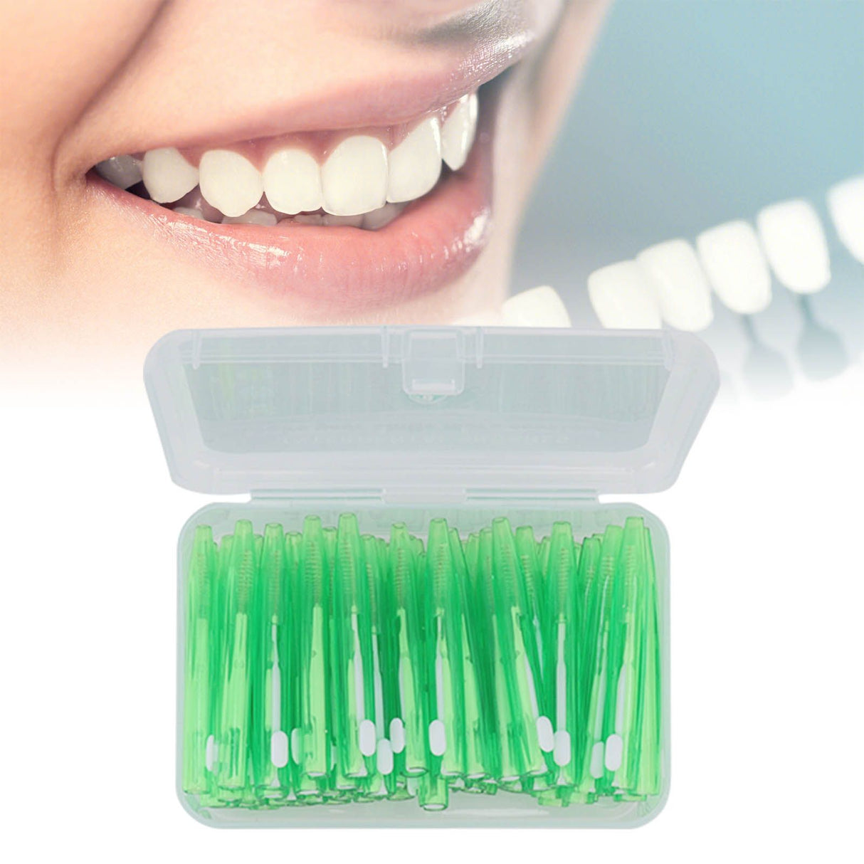 60Pcs Interdental Brush Practical Slim Braces Cleaner with PP Handle for Adults Children Orthodontic Care Green