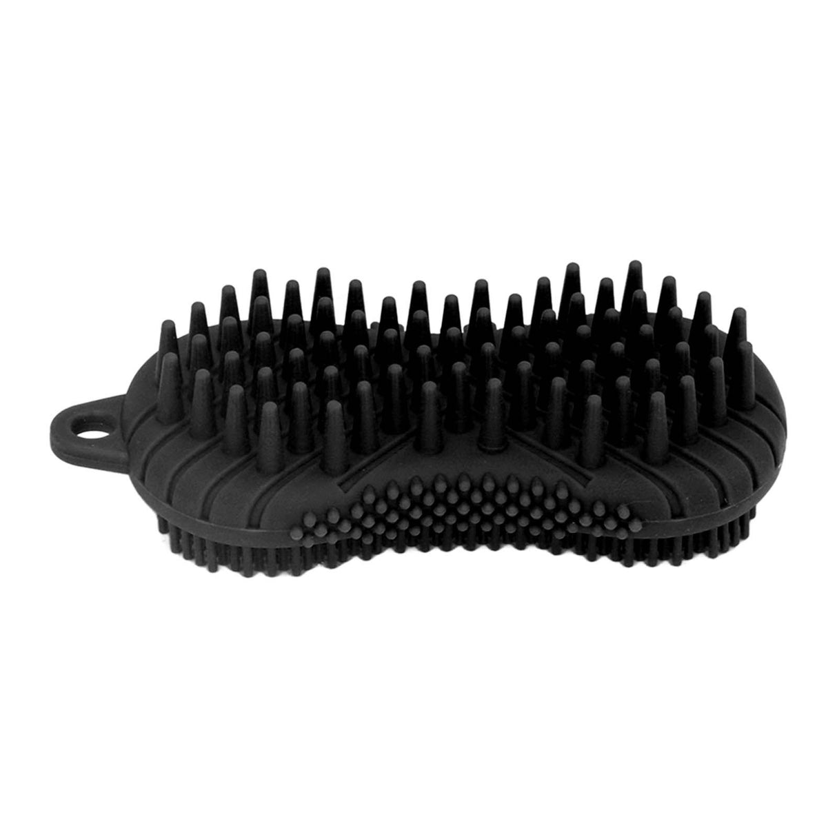 Silicone Body Scrubber Dual Side Ergonomic Handle Safe Silicone Body Massage Silicone Body Brush for Body Hair Black