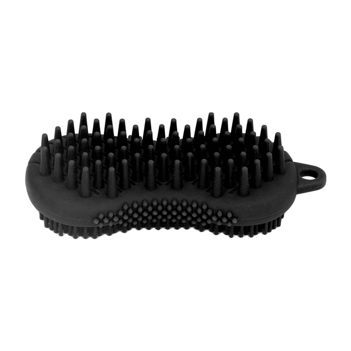 Silicone Body Scrubber Dual Side Ergonomic Handle Safe Silicone Body Massage Silicone Body Brush for Body Hair Black