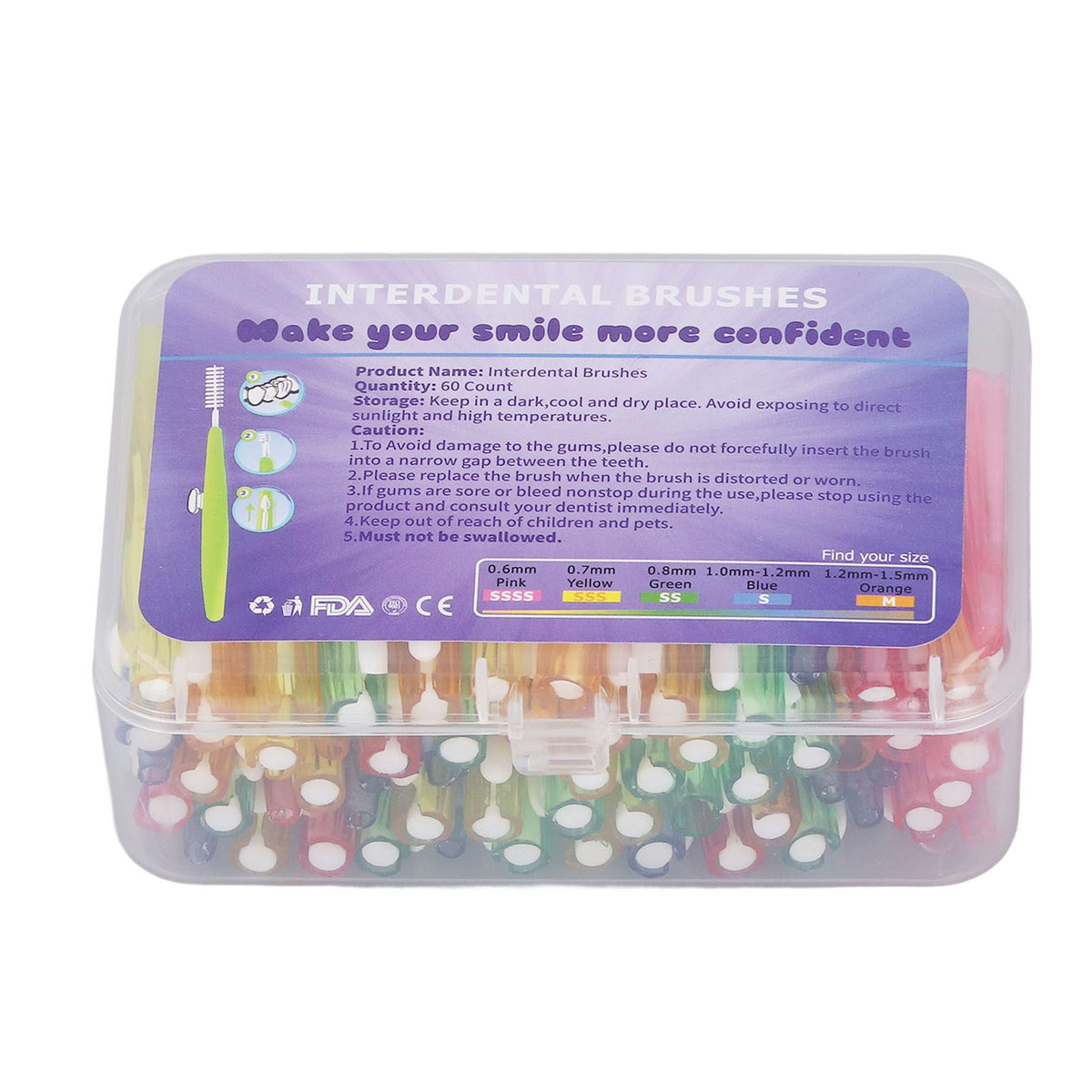 60Pcs Interdental Brush Floss Interdental Cleaning Brush with PP Handle for Adults Children Oral Care