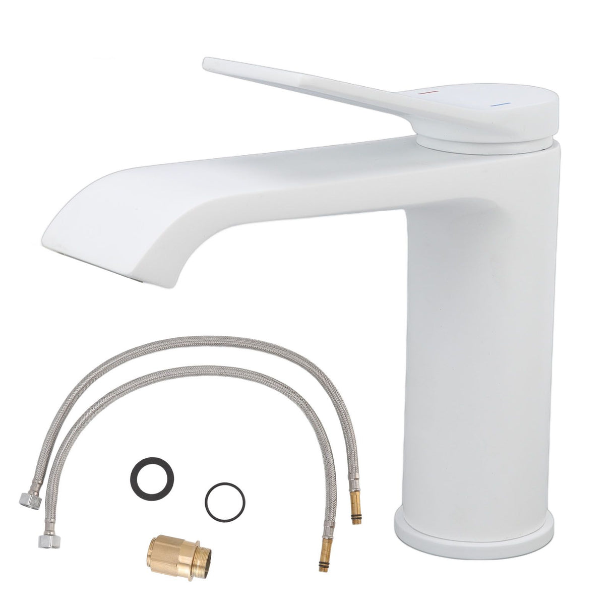 Sink Faucet G1/2 Thread Hot Cold Water Tap White Leaking Resistant Corrosion Proof Bathroom Sink Faucet for Home Use Short Style