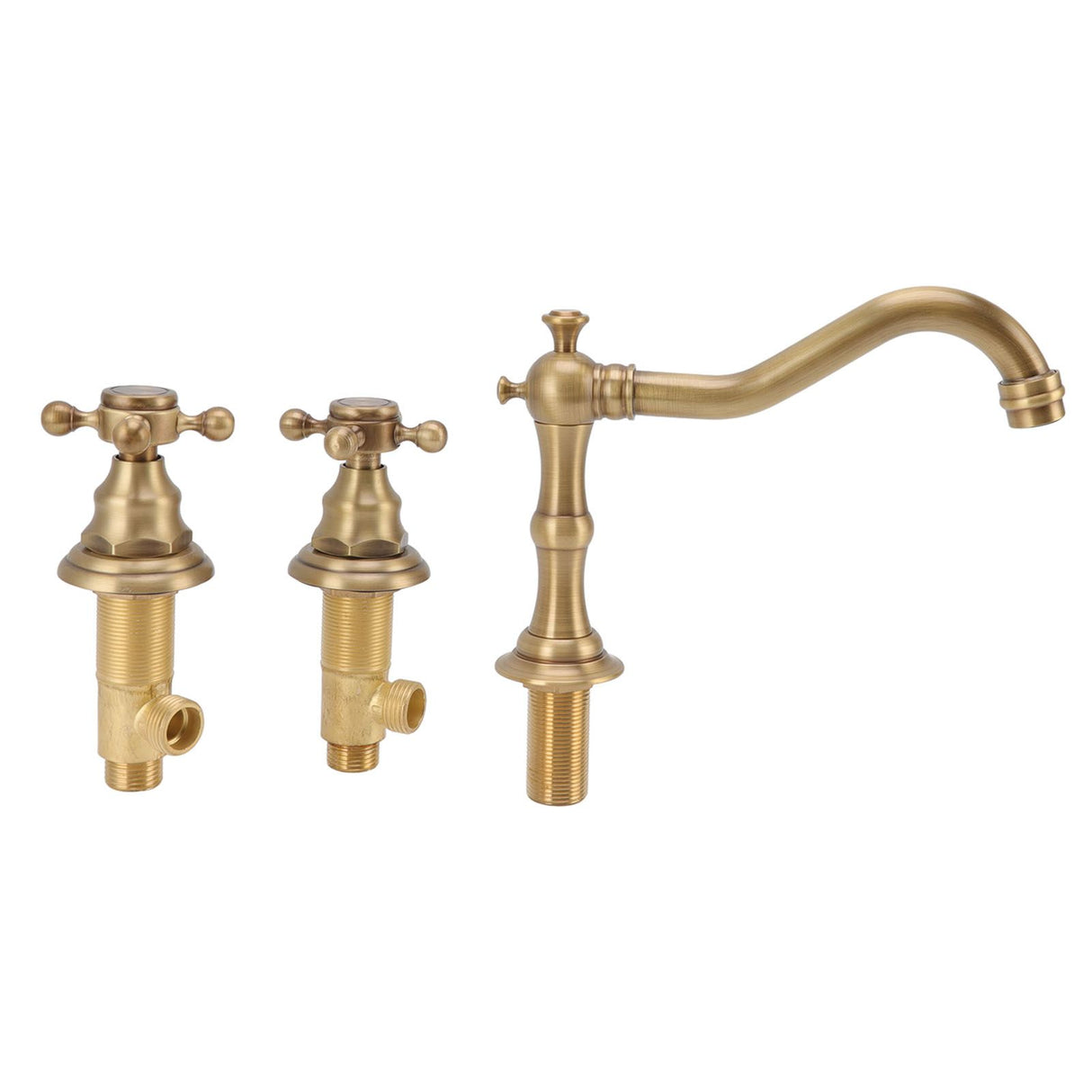 Double Handle Faucet Copper Leakproof Corrosion Resistant Beautiful G1/2 Thread Three Hole Bathroom Basin Faucet Antique
