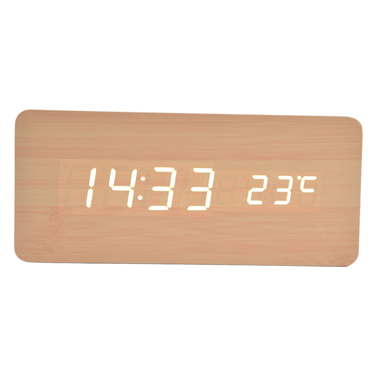 Digital Alarm Clock Wireless Charging Automatic Temperature Detection Safe Stable LED Electronic ClockWhite