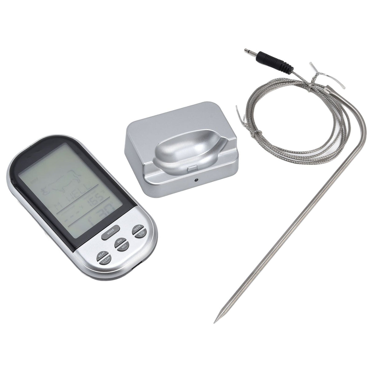 Wireless Thermometer Timer Overtime Alarm Function Practical Temperature Meter for Kitchen Barbecue Cooking