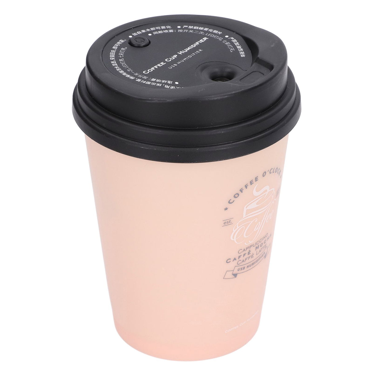 USB Humidifier 300ml Coffee Cup Low Noise Auto Off Compact Lightweight Space Saving Mini Humidifier for Car Home OfficePink