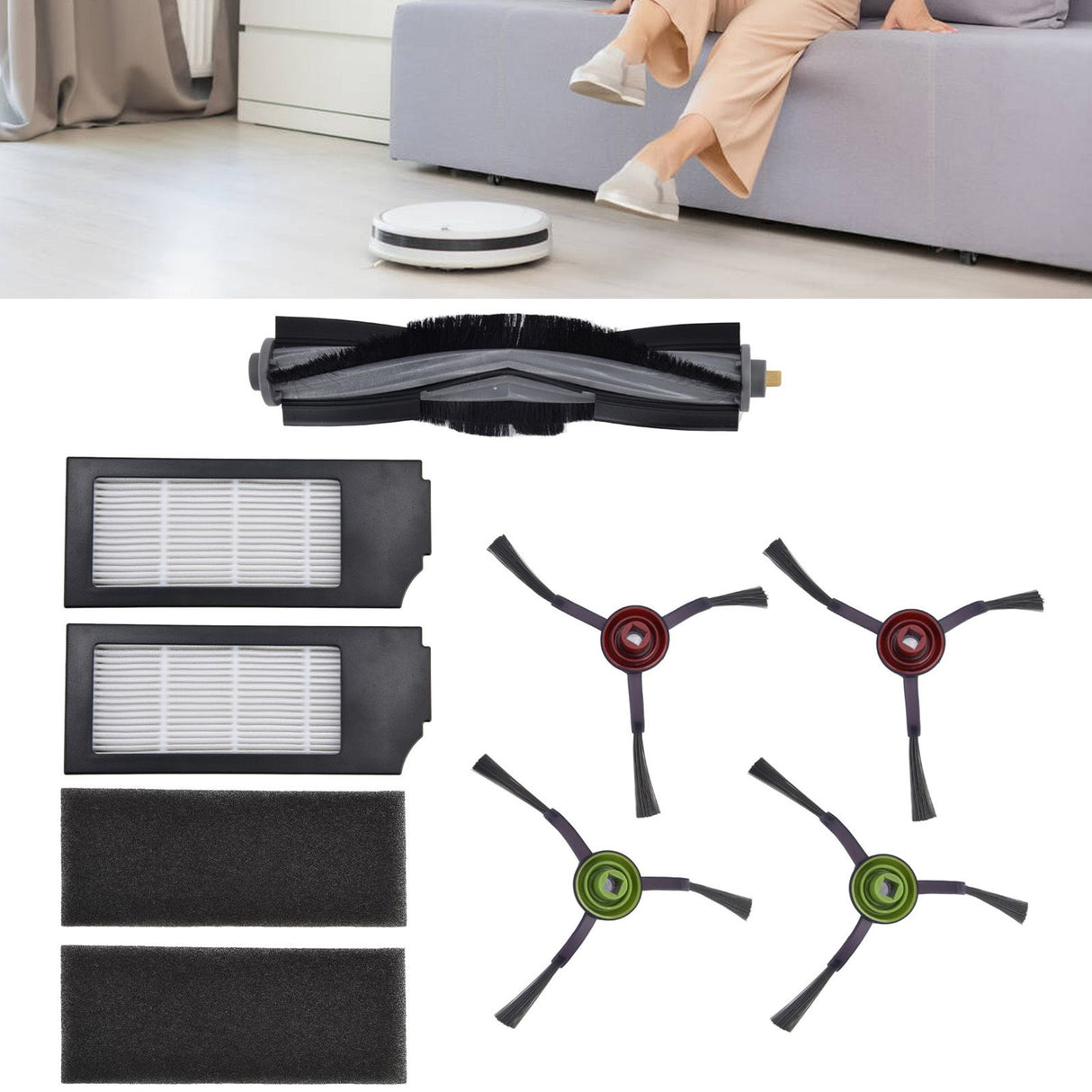 Vacuum Cleaner Brush Filter Kit Sweeper Main Side Brush Vacuum Cleaner Accessories for DEEBOT X1 Omni