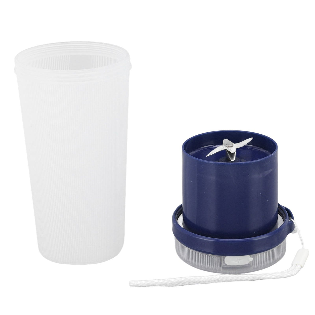 300ml USB Charging Electric Juicer Cup Security Lock Blender with 6 Leaf Knife and Waterproof Blue Light Display for Home Blue