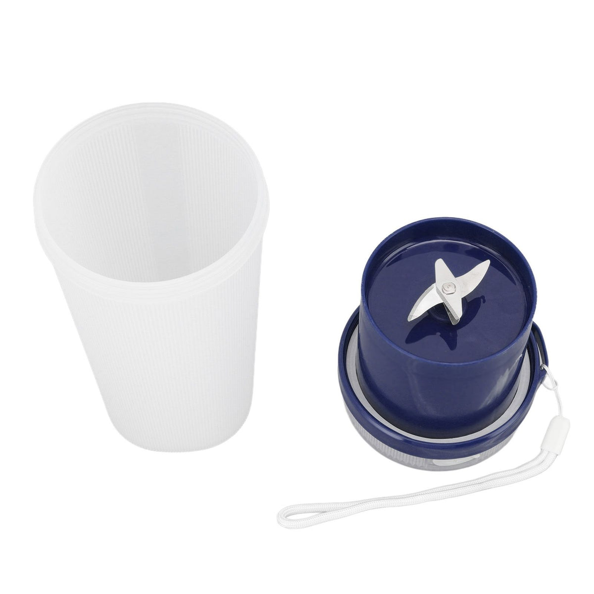 300ml USB Charging Electric Juicer Cup Security Lock Blender with 6 Leaf Knife and Waterproof Blue Light Display for Home Blue