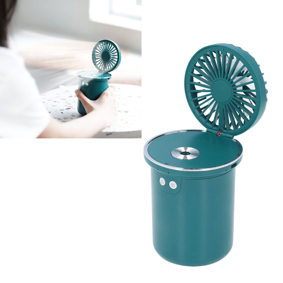 5V 5W Fan Humidifier 2 in 1 Desktop Humidifiers USB Charging 35ML Fog Output 280ml Multifunctional Fan for Desktop Office