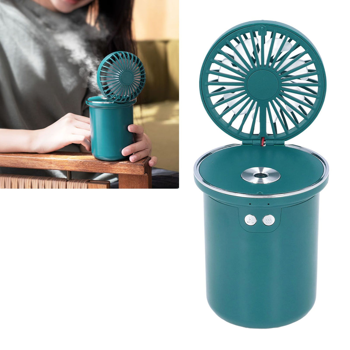 5V 5W Fan Humidifier 2 in 1 Desktop Humidifiers USB Charging 35ML Fog Output 280ml Multifunctional Fan for Desktop Office