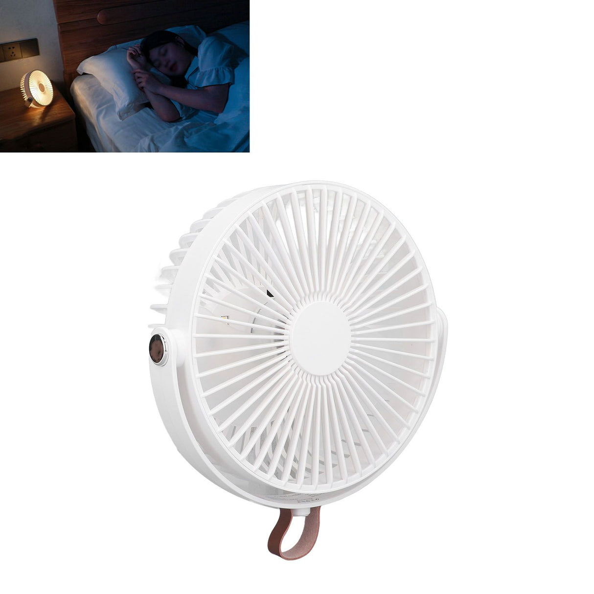 Electric Fan 3 Speeds 360 Degree Adjustable USB Rechargeable Portable Camping Fan with Night Light for Dormitory Camping