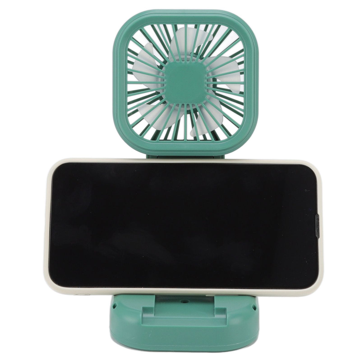 Portable Folding Fan 3 Level Wind Speed USB Powered Rechargeable Rotatable Handheld Desktop Small Fan Green