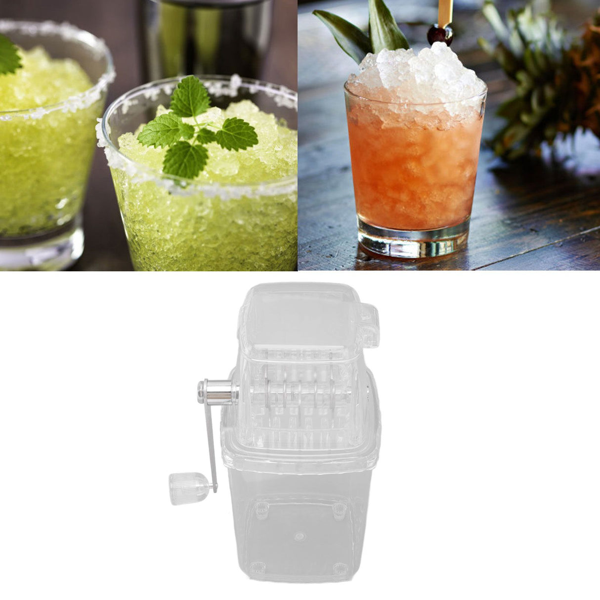 Manual Ice Crusher Small Portable Shaver Hand Operated Snow Cone Machine for Home Transparent