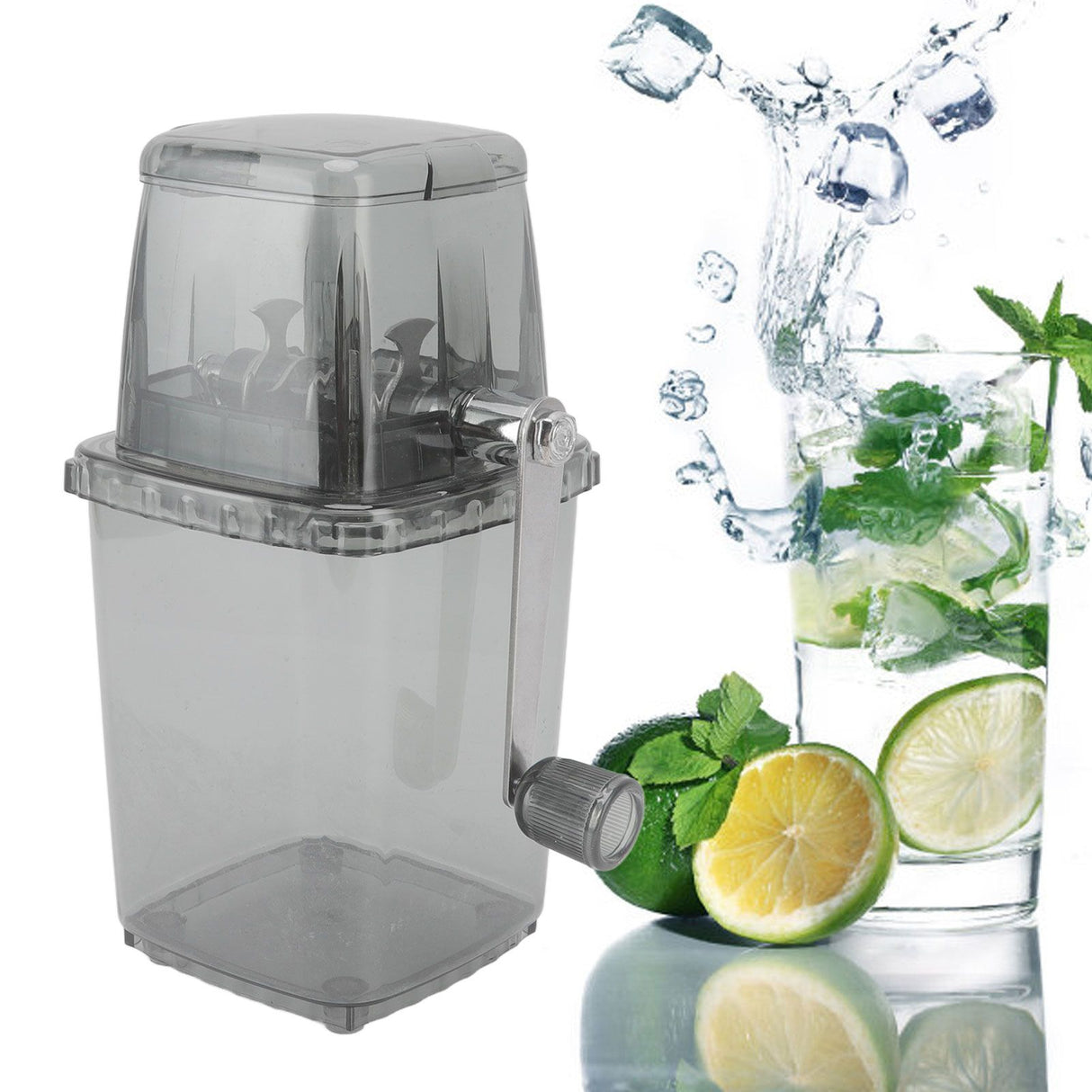 Manual Ice Crusher Small Portable Shaver Hand Operated Snow Cone Machine for Home Grey