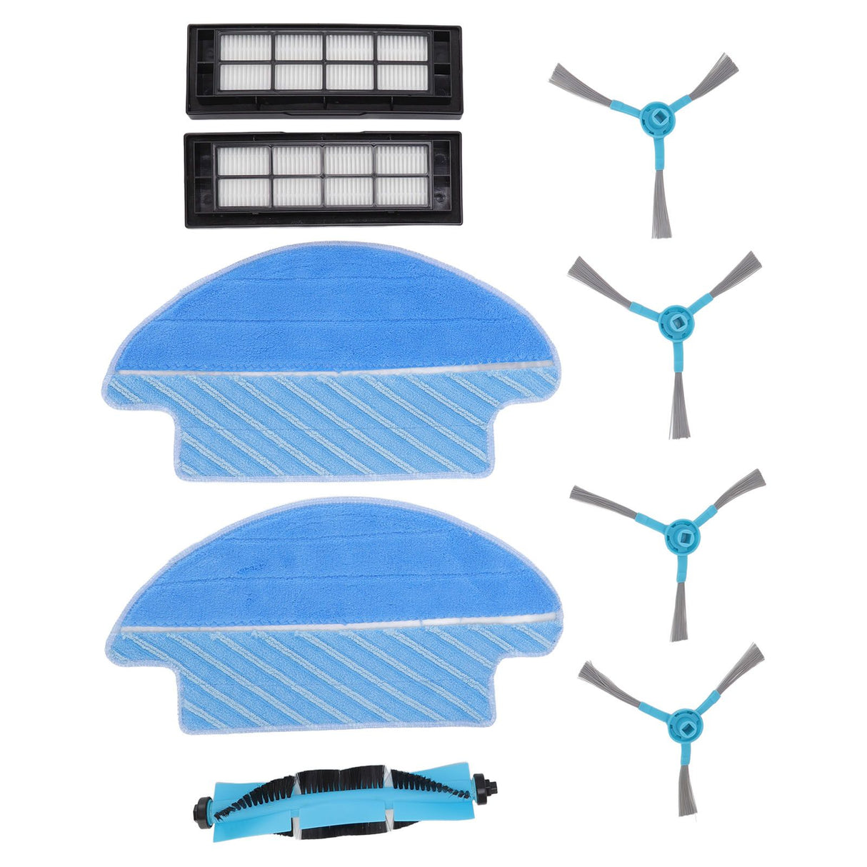 9 Pcs Vacuum Parts Replacement Main Brush Side Brush Filter Mop Vacuum Cleaner Accessories Kit for Conga 3090