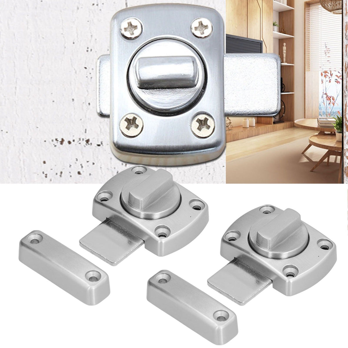 2pcs Door Lock Thickened High Hardness Zinc Alloy Anti Locking Door Buckle for Doors Secruity