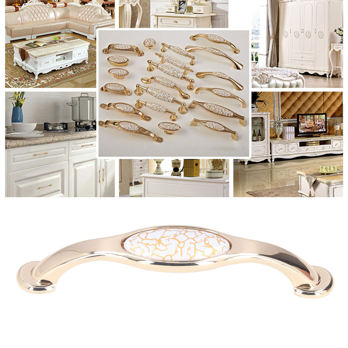Nordic Golden Furniture Handle Light Luxury Drawer Wardrobe Cabinet Door Furniture Pulls Furniture Hardware1808C-60-128