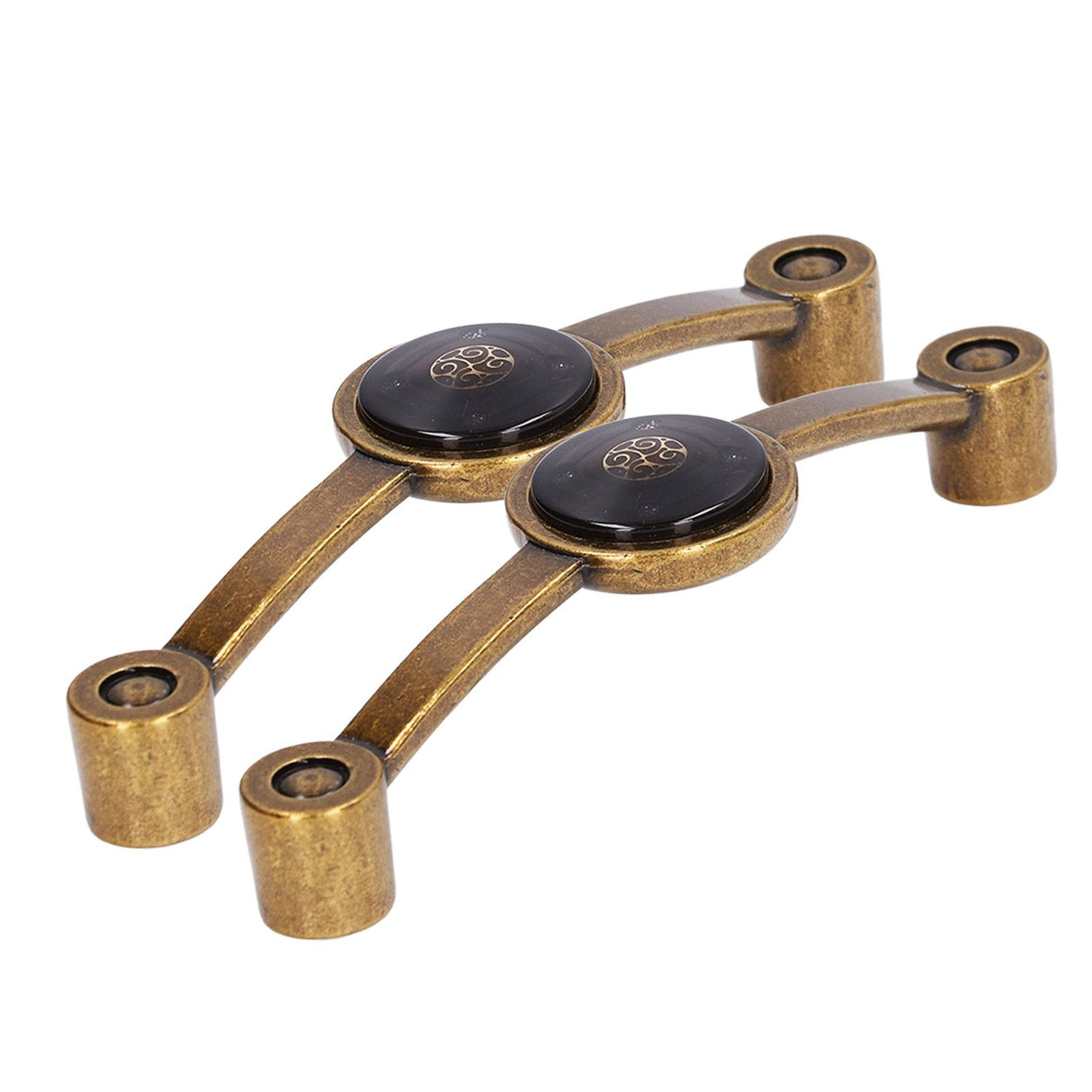 2 Pcs Zinc Alloy Antique Copper Handle European Modern Pastoral Color Acrylic Handle for Cabinet DrawerBrown
