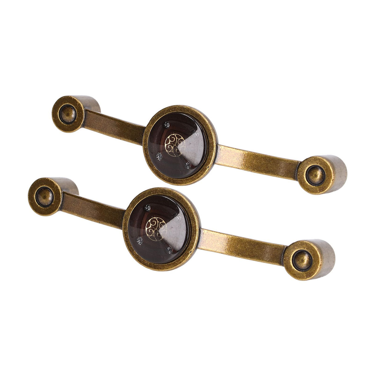2 Pcs Zinc Alloy Antique Copper Handle European Modern Pastoral Color Acrylic Handle for Cabinet DrawerBrown