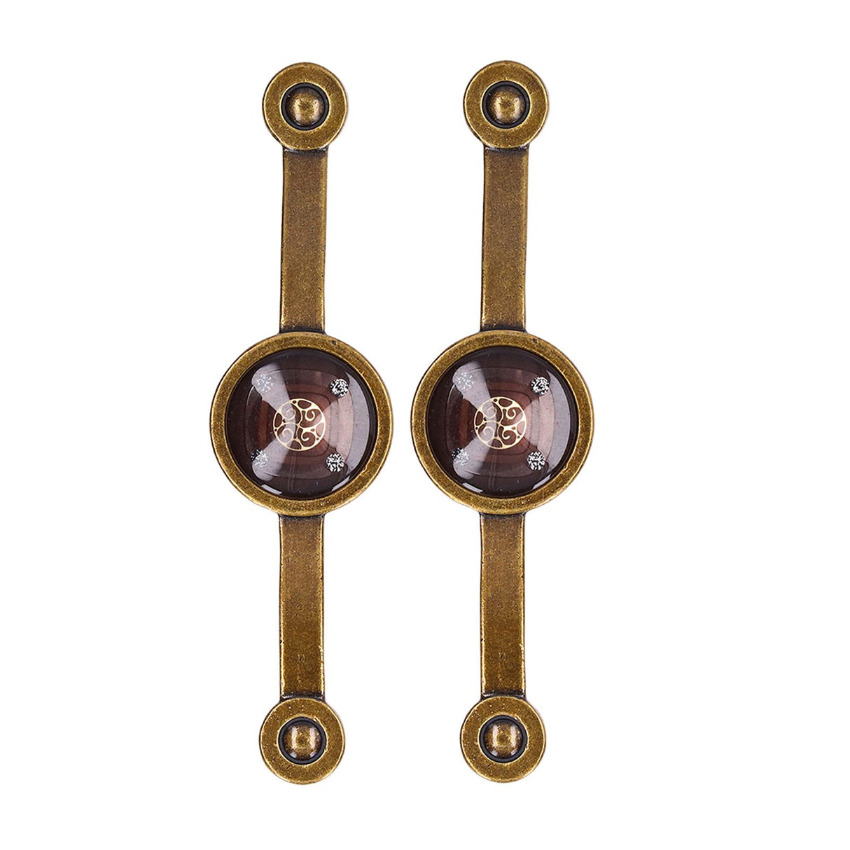 2 Pcs Zinc Alloy Antique Copper Handle European Modern Pastoral Color Acrylic Handle for Cabinet DrawerBrown