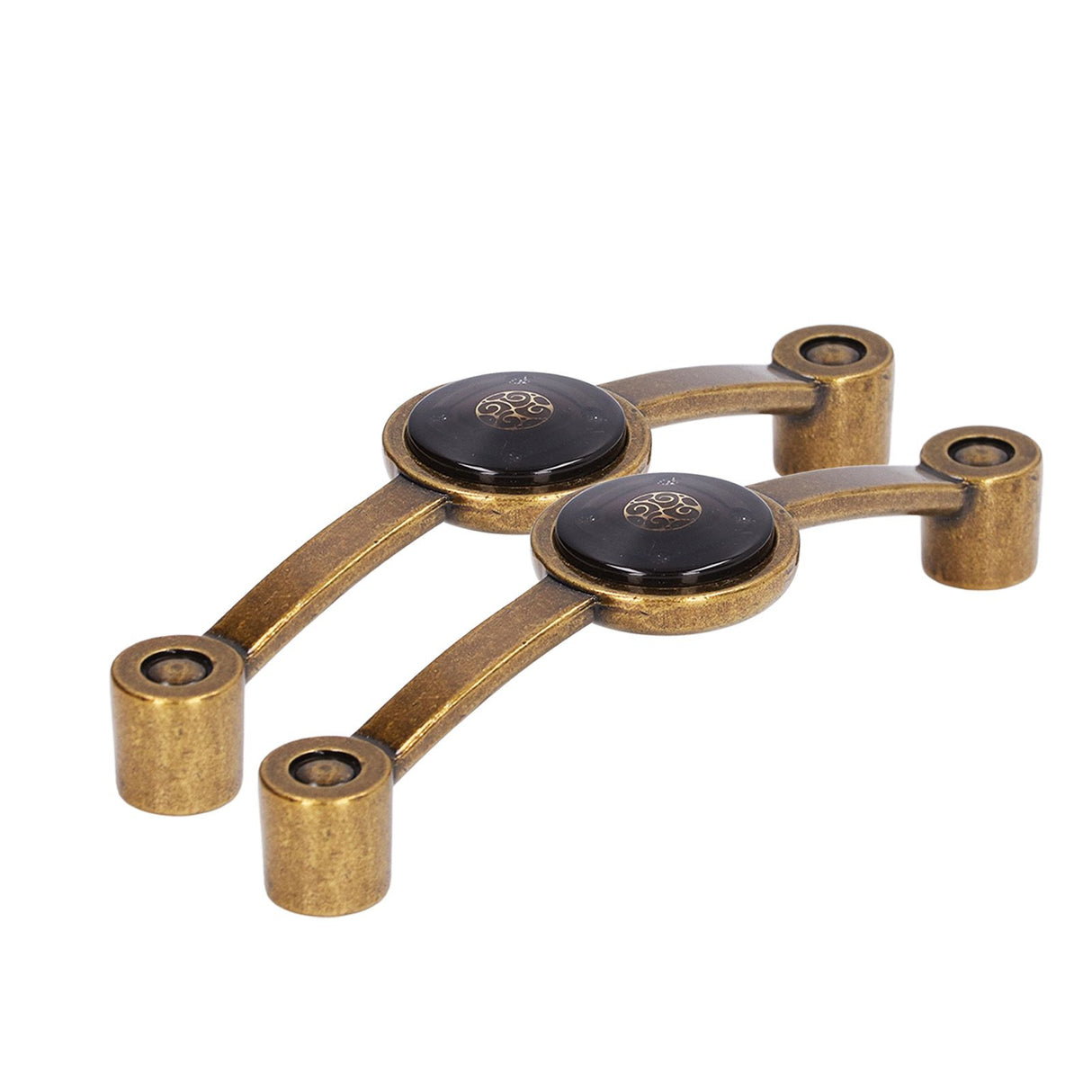 2 Pcs Zinc Alloy Antique Copper Handle European Modern Pastoral Color Acrylic Handle for Cabinet DrawerBrown