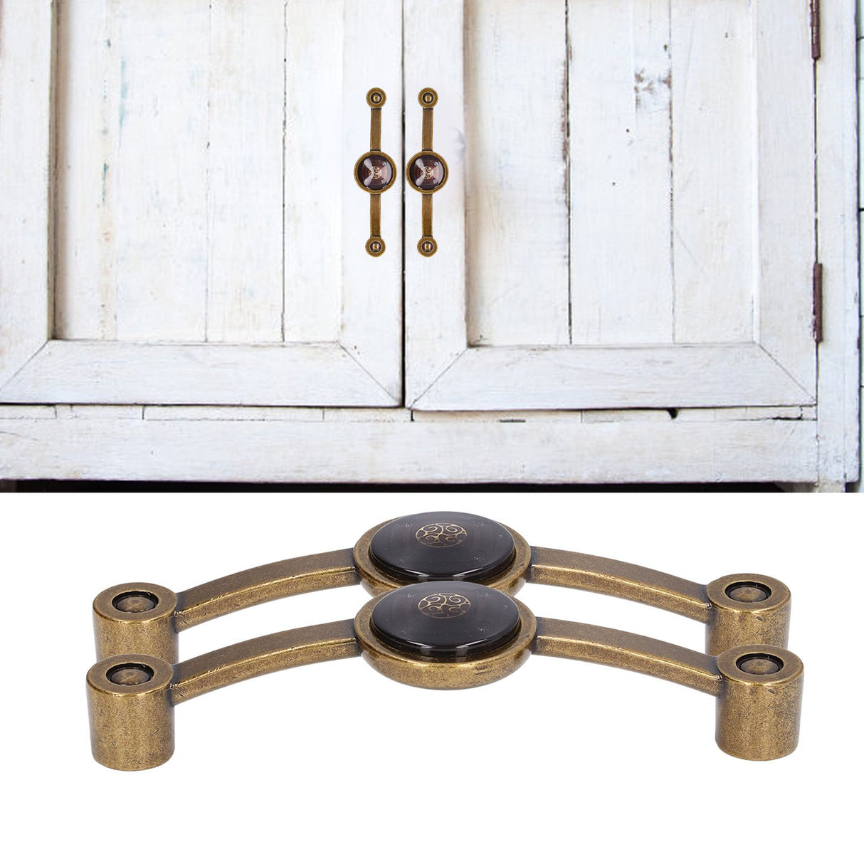 2 Pcs Zinc Alloy Antique Copper Handle European Modern Pastoral Color Acrylic Handle for Cabinet DrawerBrown
