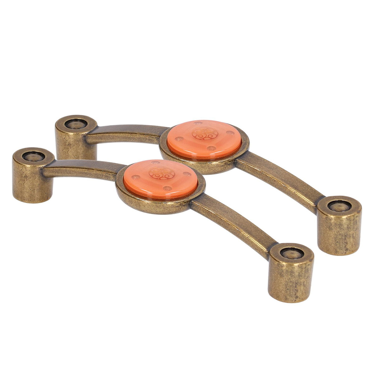 2 Pcs Zinc Alloy Antique Copper Handle European Modern Pastoral Color Acrylic Handle for Cabinet DrawerOrange